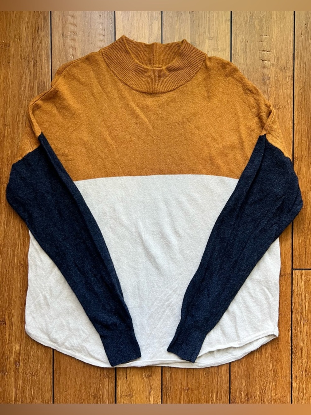 Madewell Colorblock Ashbury Mock Neck Sweater Size M